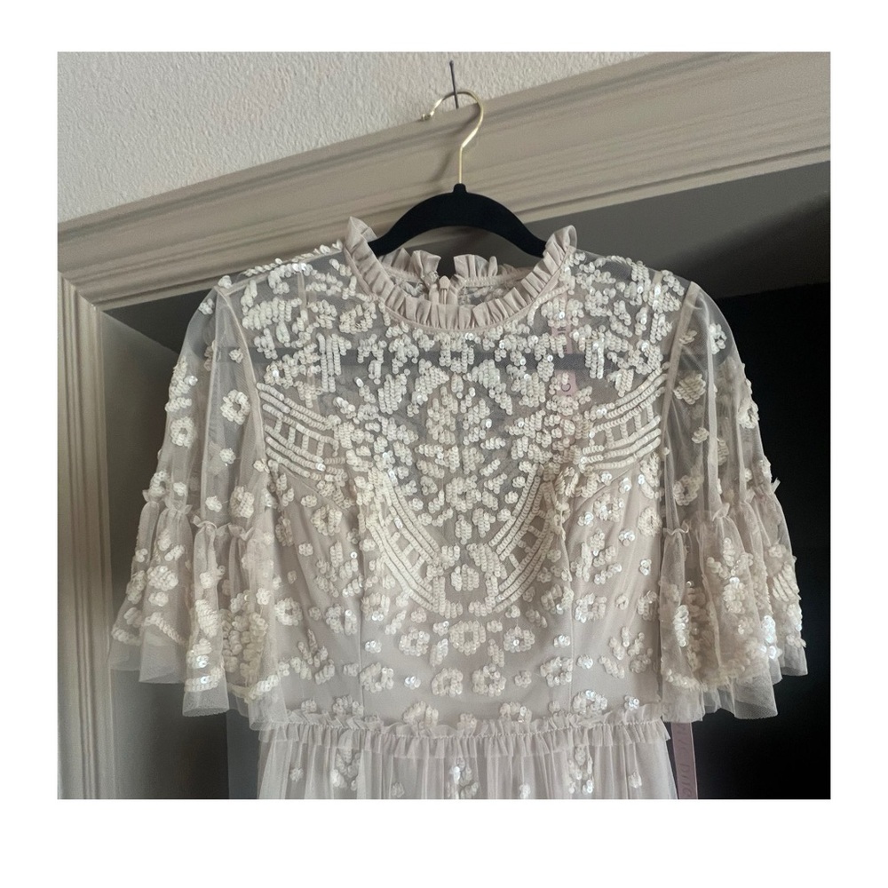 Mac Duggal 9143 Short Sleeve Cocktail Party Dress Nude SIZE 4 NWT - Picture 6 of 9